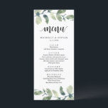 ユーカリ結婚グリーンリーの駆け引きディナー メニュー<br><div class="desc">緑のモダンユーカリ結婚の駆け落ちディナーカード。簡単カスタマイズとあなたのニーズにパーソナライズし、ディナーゲストは、これらの完璧なディナーメニューを見て興奮スタイリッシュする。</div>