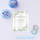 ユーカリ結婚グリーンリーのQRコードモダン予算 チラシ (シングル)