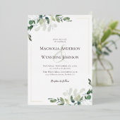 ユーカリ結婚ス実在金ゴールド 箔招待状 (立ち正面)