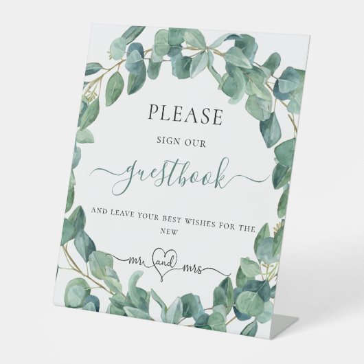 ユーカリ結婚プスのゲストブック 台座サイン (正面)
