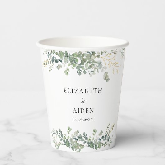 ユーカリ結婚プスの手書き結婚スクリプト 紙コップ (裏面)