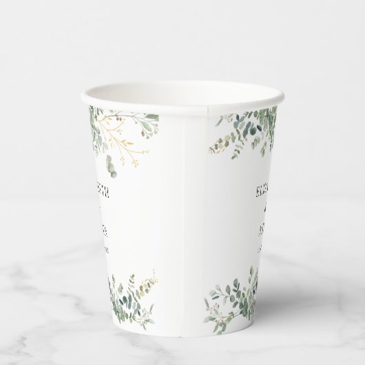 ユーカリ結婚プスの手書き結婚スクリプト 紙コップ (右)