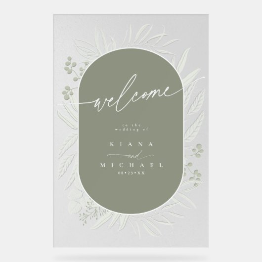 ユーカリ結婚プスリースウェルカムグリーンID901 アクリルサイン (正面)