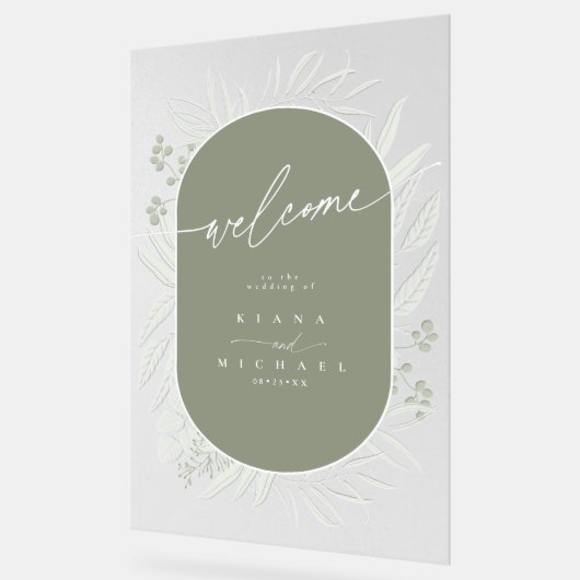 ユーカリ結婚プスリースウェルカムグリーンID901 アクリルサイン (傾斜)