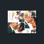 ユーカリ結婚プス写真コラージュ キャンバスプリント<br><div class="desc">ミニマシンプルリストのユーカリ結婚プーモノグラムのムのキャンバスの壁のアートの写真コラージュ。春や夏の庭、屋外テーマのテーマに結婚最適。柔らかく微妙にミュートされた色のティール（緑がかった色）の水色の緑、パステルミント、ほこりっぽい青い灰色、およびクラシックの白の色のパレッシンプルトで。このエレガントフォントは、の更なる変更カスタマイズが可能である。このデザインは、農家、国、庭園の結婚式の記念品や贈り物に最適だ。ユーカリシンプルプカレンダーは、あなたのDIYのためのカスタマイズこのテンプレートと新しい人のための結婚式のギフトとキープサケと手頃一緒に簡単である。***** Me 連絡 For Free One-on-One Customization (Colorsフォントなど)***** @lulubellpaperie@gmail.com ～以下のショップまたはコレクションをチェックし、このデザインのスイート全体を表示する！</div>