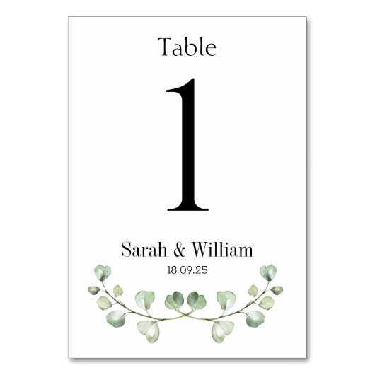 ユーカリ結婚プス表番号 テーブルナンバー (正面)