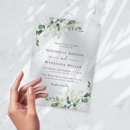 ユーカリ結婚プス アクリル招待状