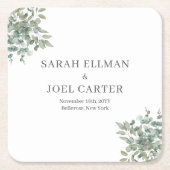 ユーカリ結婚プス スクエアペーパーコースター (正面)