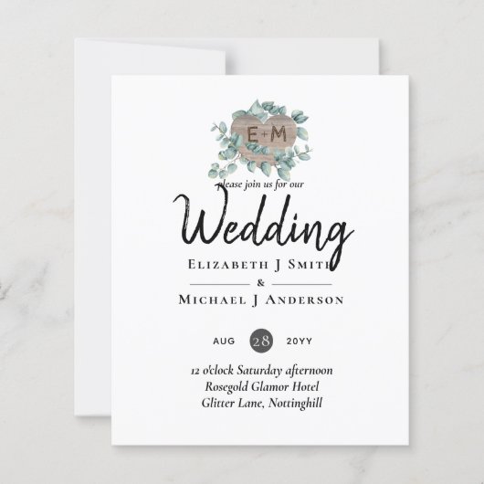 ユーカリ結婚プス – 水彩グリーナリーモノグラム (正面)