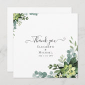 ユーカリ結婚プス – 水彩緑葉草類 招待状 (正面/裏面)