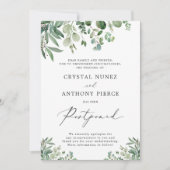 ユーカリ結婚プタス日付変更の延期葉 招待状 (正面)