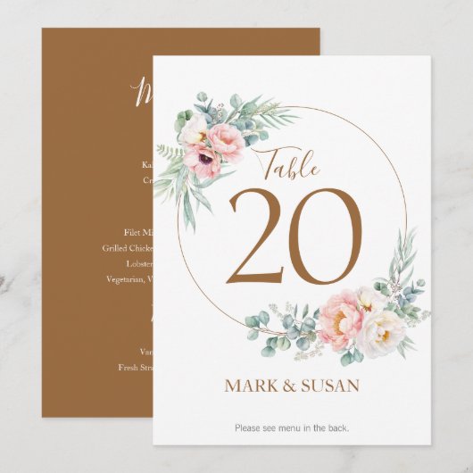 ユーカリ結婚プニーのテーブルカード&メニュー プログラム (正面/裏面)