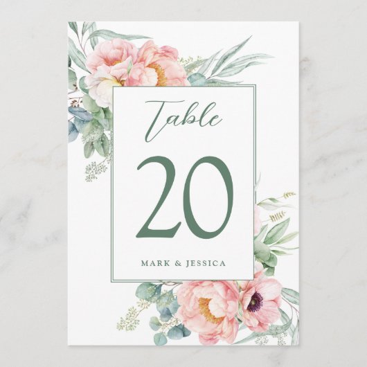 ユーカリ結婚プニーのテーブル番号とメニュー プログラム (正面)