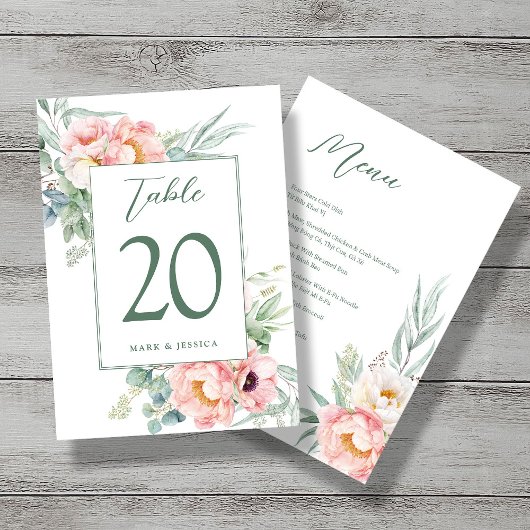 ユーカリ結婚プニーのテーブル番号とメニュー プログラム