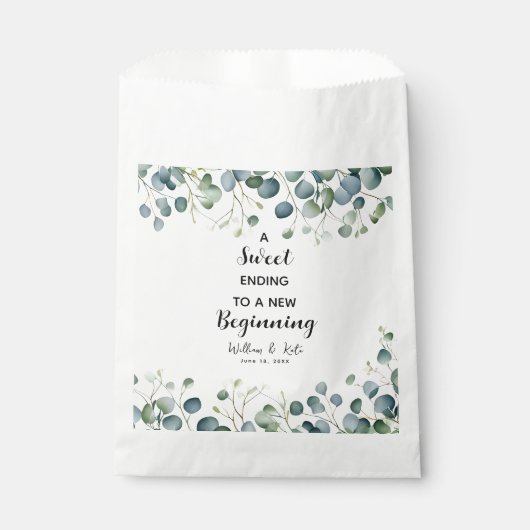ユーカリ結婚式の引き出物バッグスウィートエンディング フェイバーバッグ (正面)