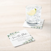 ユーカリ結婚式の日付を保存 スクエアペーパーコースター (インサイチュ)