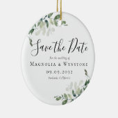 ユーカリ結婚式の日付を保存 セラミックオーナメント (右)