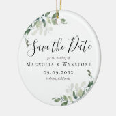ユーカリ結婚式の日付を保存 セラミックオーナメント (左)