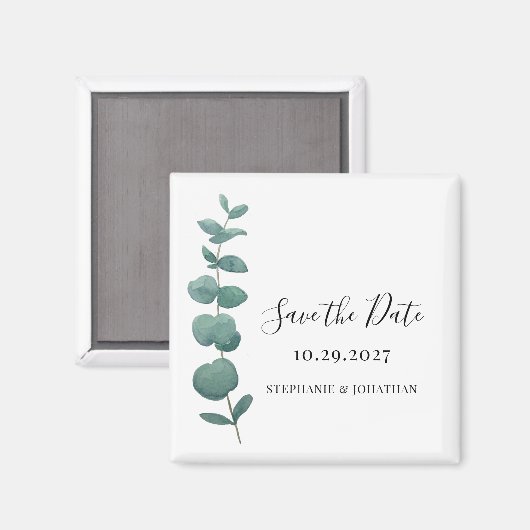 ユーカリ結婚式の日付を保存 マグネット (正面/裏面)