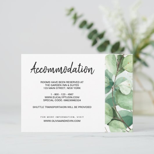 ユーカリ結婚式宿泊施設詳細カード 招待状 (スタンド正面)