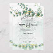 ユーカリ結婚式招待状モダングリーンリー金ゴールド 招待状 (正面/裏面)