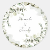 ユーカリ結婚式招待状封筒用シール ラウンドシール (正面)