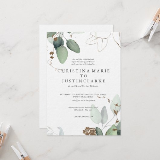 ユーカリ結婚式招待状 招待状 (正面/裏面インサイチュ)
