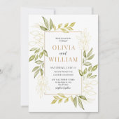 ユーカリ結婚式招待状、緑色印刷可能 招待状 (正面)