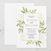 ユーカリ結婚式招待状、緑色印刷可能 招待状 (正面/裏面)