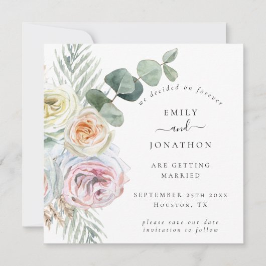 ユーカリ結婚花模様の救日付 ノートカード (正面)