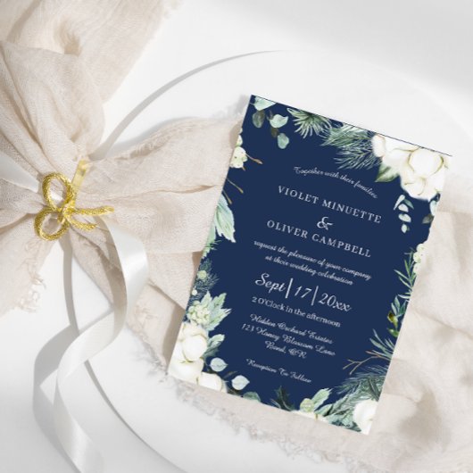 ユーカリ綿 |ネイビモダンー結婚ズ 招待状