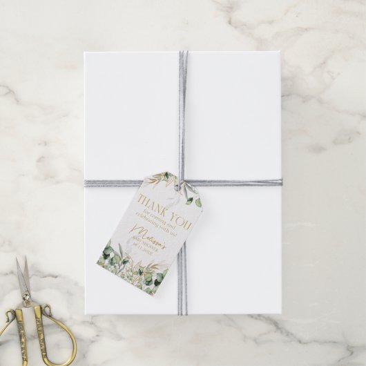 ユーカリ緑ありがとうギフト ギフトタグ (より糸付き)