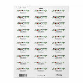 ユーカリ緑とバーガンディ赤い花 ラベル (フルシート)