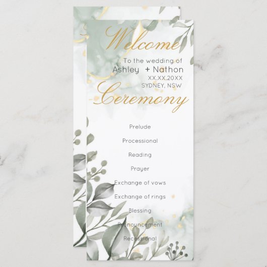 ユーカリ緑と金ゴールド水結婚色 (正面/裏面)