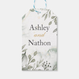 ユーカリ緑と金ゴールド水結婚色 ギフトタグ