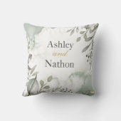 ユーカリ緑と金ゴールド水結婚色 クッション (裏面)