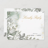 ユーカリ緑と金ゴールド水結婚色 ポストカード (正面/裏面)