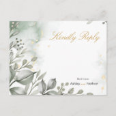 ユーカリ緑と金ゴールド水結婚色 ポストカード (正面)
