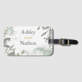 ユーカリ緑と金ゴールド水結婚色 ラゲッジタグ (正面横)