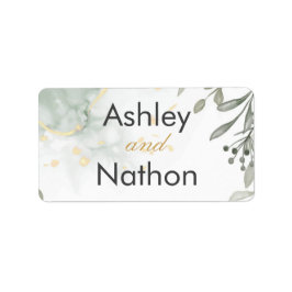 ユーカリ緑と金ゴールド水結婚色 ラベル