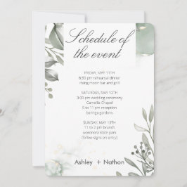 ユーカリ緑と金ゴールド水結婚色 招待状