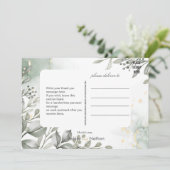 ユーカリ緑と金ゴールド水結婚色 招待状 (スタンド正面)