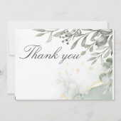 ユーカリ緑と金ゴールド水結婚色 招待状 (裏面)