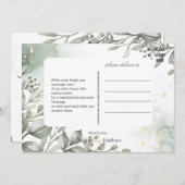 ユーカリ緑と金ゴールド水結婚色 招待状 (正面/裏面)