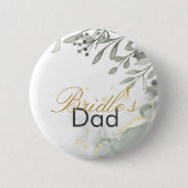 ユーカリ緑と金ゴールド水結婚色 缶バッジ (正面)