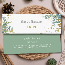 ユーカリ緑と金ゴールド離れ スキニー名刺