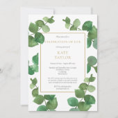 ユーカリ緑のお祝い・オブ・ライフ・葬式 招待状 (正面)