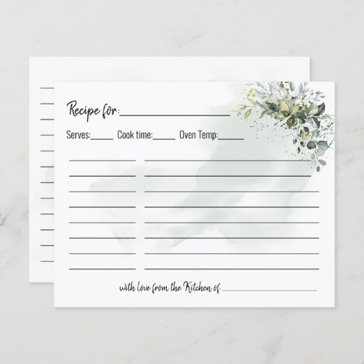 ユーカリ緑のほこり水色レシピカード (正面/裏面)