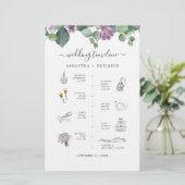 ユーカリ緑のアイコン結婚の旅程プログラム 便箋 (スタンド正面)
