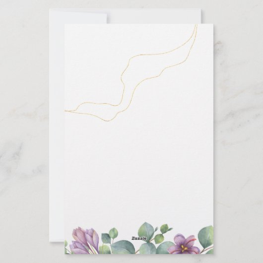 ユーカリ緑のアイコン結婚の旅程プログラム 便箋 (裏面)